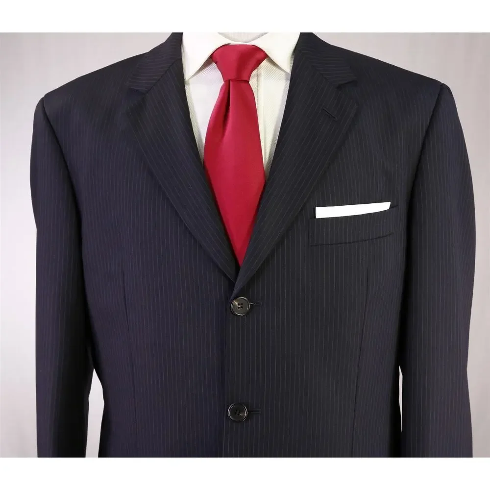 Hugo Boss Einstein/Sigma Navy Blue Pinstripe Super 120's Wool Suit 40R